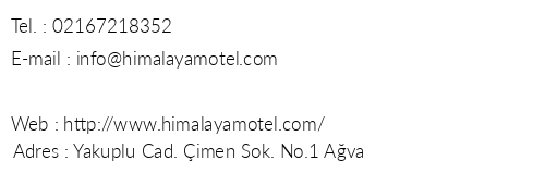 Ava Himalaya Motel telefon numaralar, faks, e-mail, posta adresi ve iletiim bilgileri
